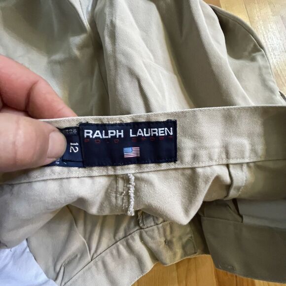 Ralp Lauren Sport Shorts Beige Wide Leg Flare Pony Logo Womens sz 12 EUC - Picture 3 of 11